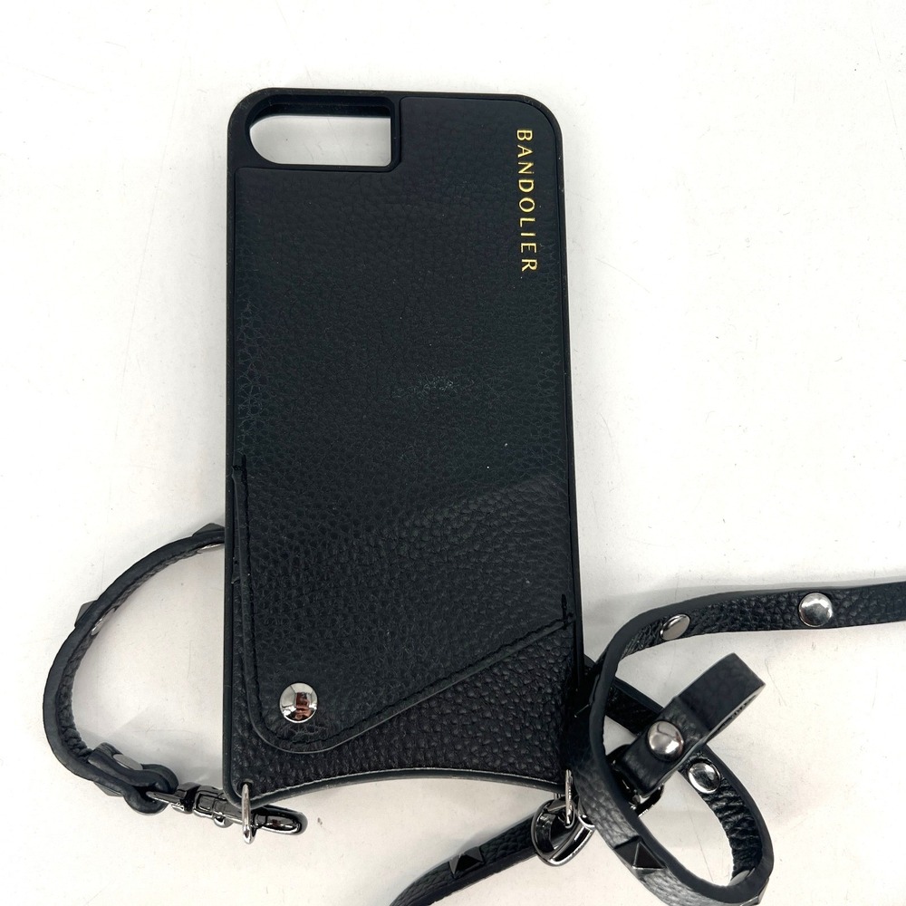 Bandolier Emma Pebbled Crossbody Leather Phone Case‎ iPhone 8+ Black Studded